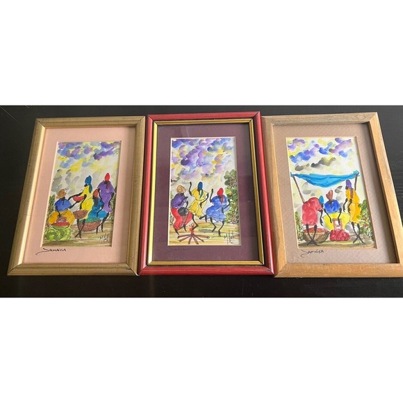 Jamaican Women Working Water Color Paintings- WallArt - By M.Hall Matted&framed - Picture 11 of 12